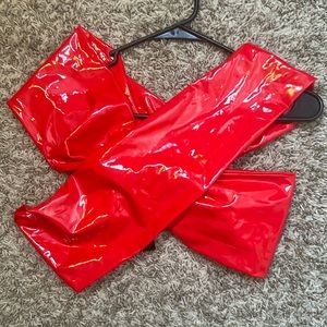 Red Latex Crop Top